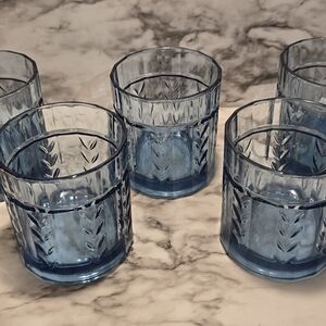 Anchor Hocking Blue Pressed Glass Tumbler Set - 4 Pieces